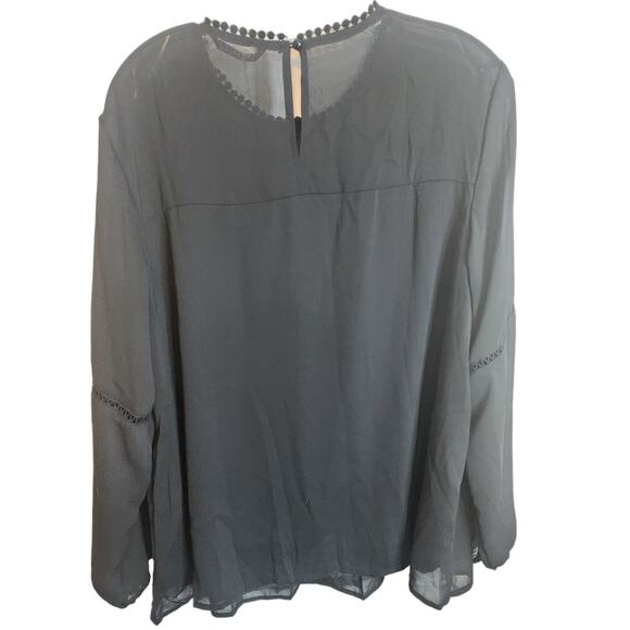 BloomChic Black Sheer Bodice/Sleeve Blouse, 1X, NWT - Picture 6 of 6